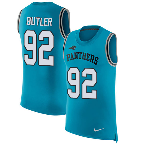 Nike Panthers #92 Vernon Butler Blue Alternate Men's Stitched NFL Limited Rush Tank Top Jersey - Click Image to Close